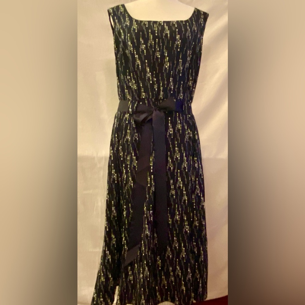 Studio 1 Women’s Black Sleeveless Dress w/ Belt Full Back Zipper Scoop Neck 18W